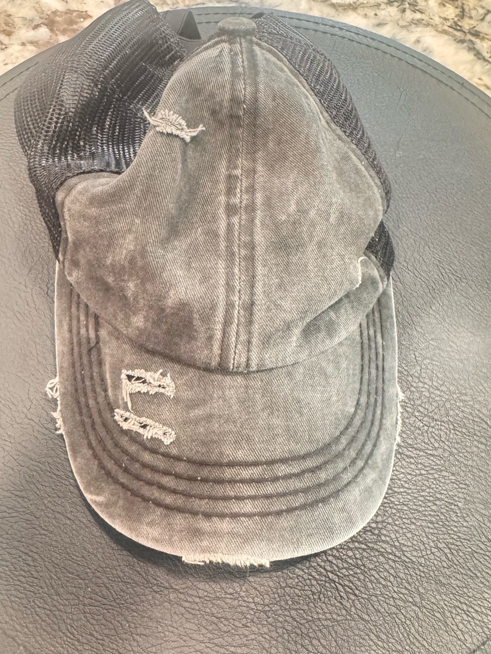 C.C Distressed Mesh-Back Trucker Cap - Black
